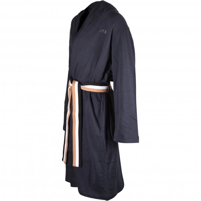 BOSS-Iconic French Terry Towelling Bathrobe, Navy-UNDERU