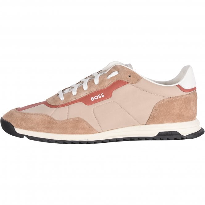 BOSS-Zayn Mixed-Material Trainers, Open Beige-UNDERU