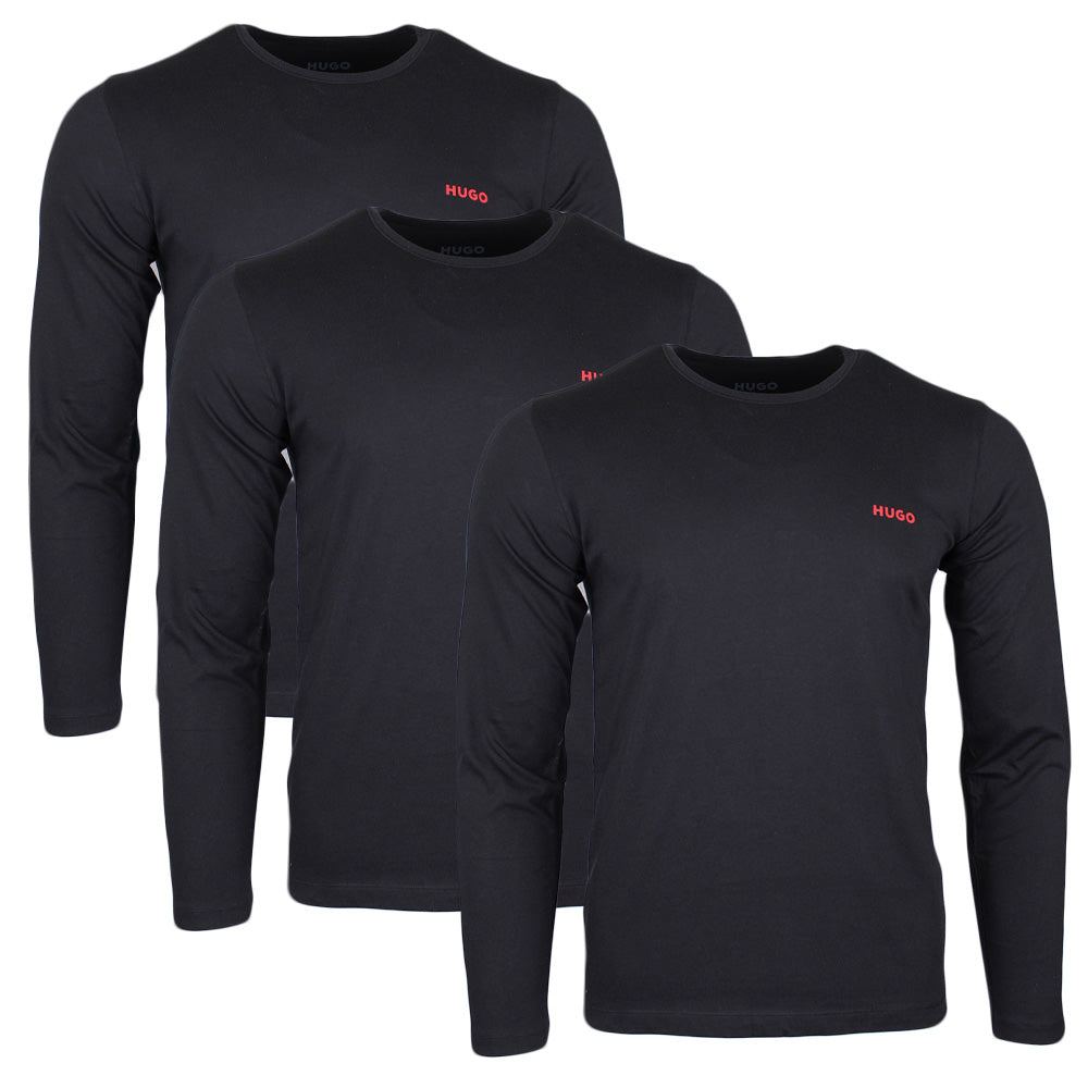 3-Pack Cotton Long-Sleeve T-Shirts, Black