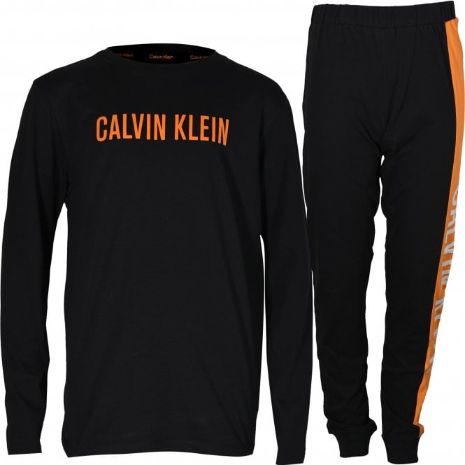 Calvin Klein-Boys Intense Power Jersey Pyjama Set, Black/orange-UNDERU