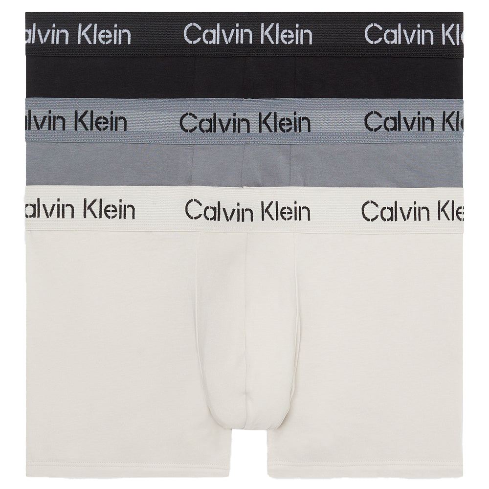 Calvin Klein-3-Pack Recycled Essentials Boxer Trunks, Black/Stone/Grey-UNDERU