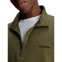 Calvin Klein-Embroidered Logo Qtr-Zip Track Jacket, Dark Olive-UNDERU