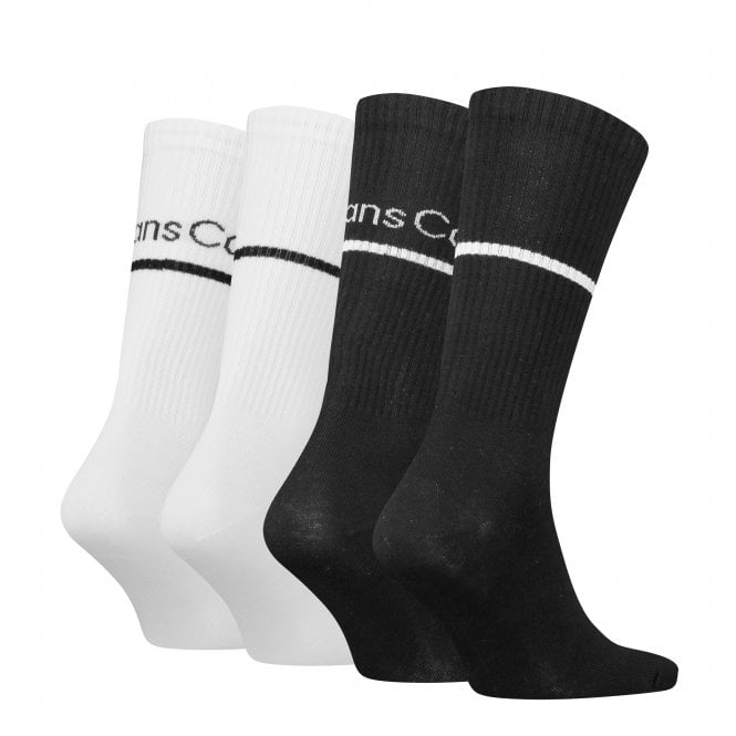 Calvin Klein-Jeans 4-Pack Logo Sports Stripe Socks Gift Tin, Black/White-UNDERU