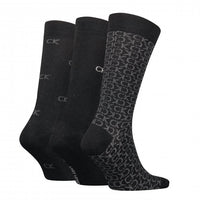 Calvin Klein-3-Pack Logo Socks Gift Box, Black Combo-UNDERU