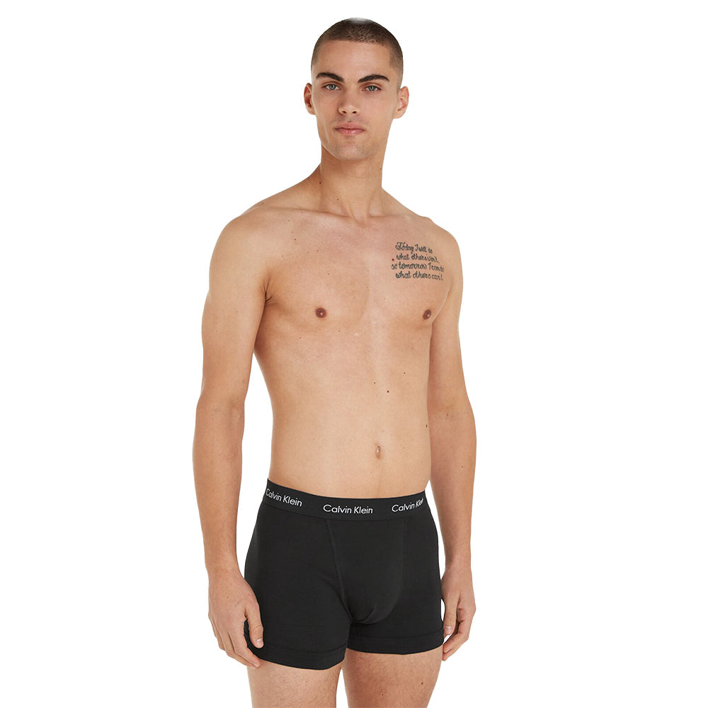 Calvin Klein-3-Pack Cotton Stretch Boxer Trunks, Black-UNDERU