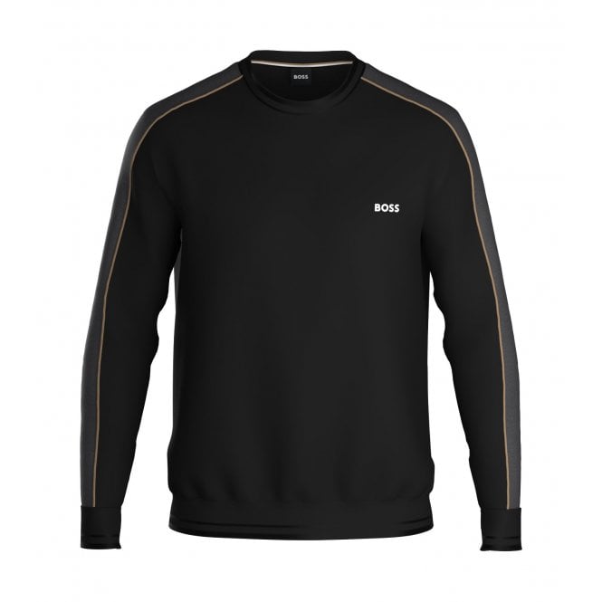 BOSS-Stripe Luxe Jersey Sweatshirt, Black-UNDERU