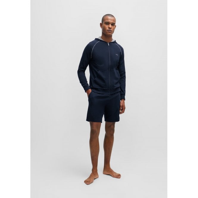 BOSS-Mix & Match Zip-Thru Loungewear Hoodie, Navy-UNDERU