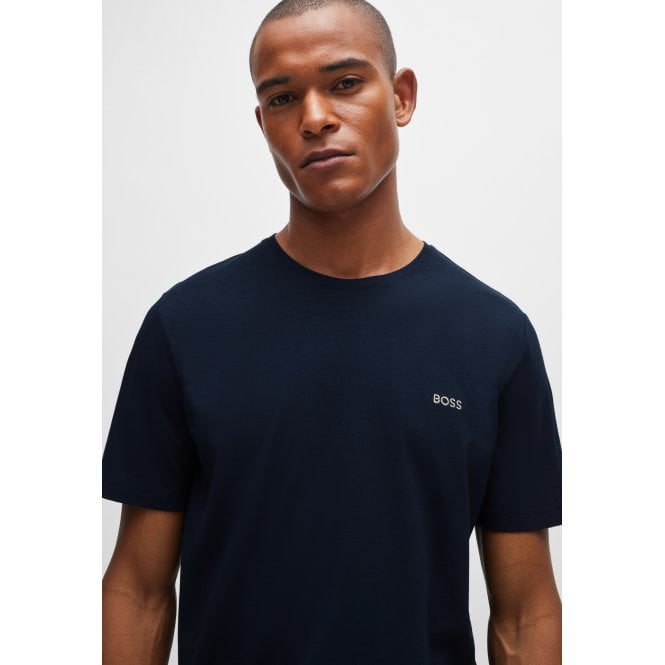 BOSS-Luxe Jersey Crew-Neck Loungewear T-Shirt, Navy-UNDERU