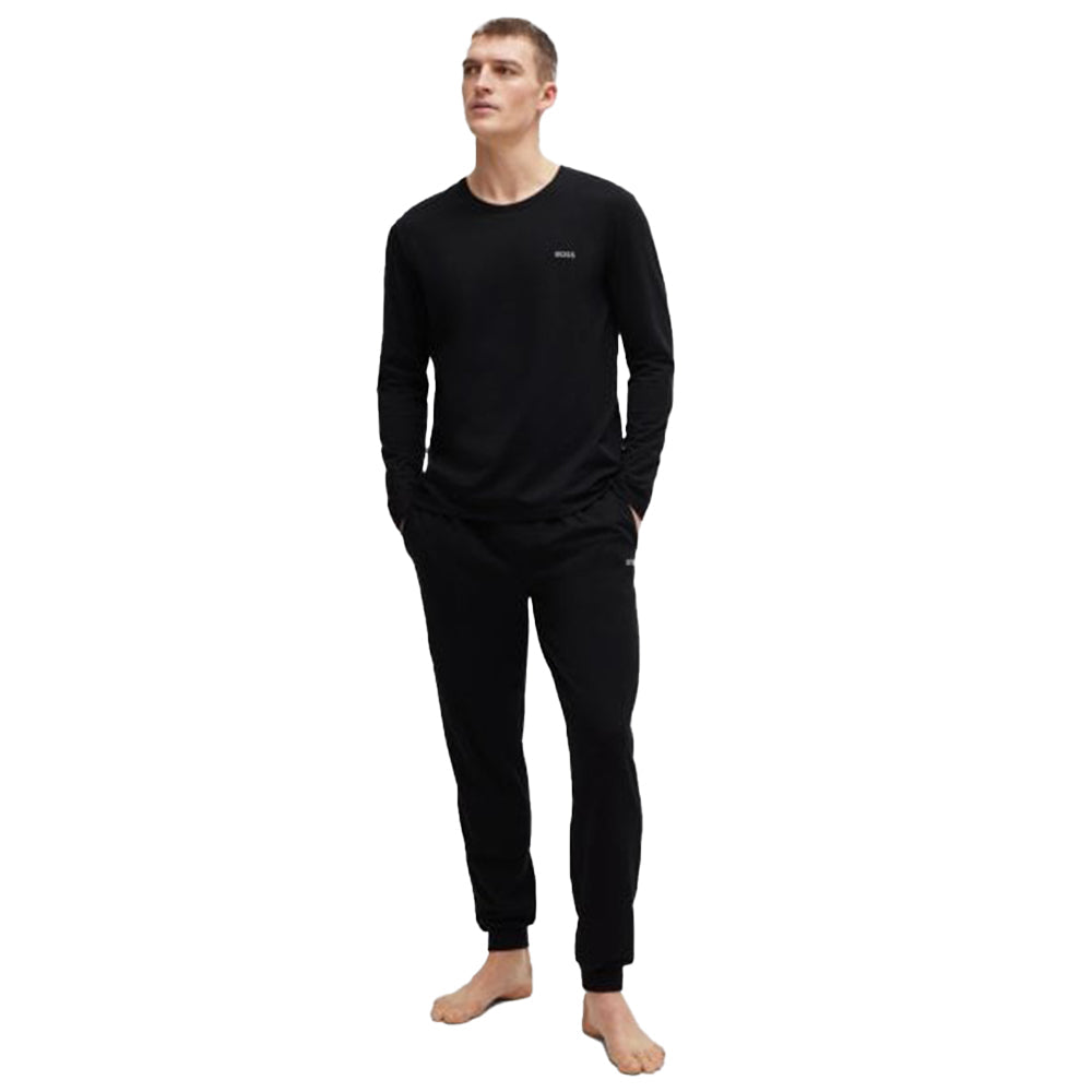 BOSS-Stretch Cotton Long-Sleeve T-Shirt, Black-UNDERU