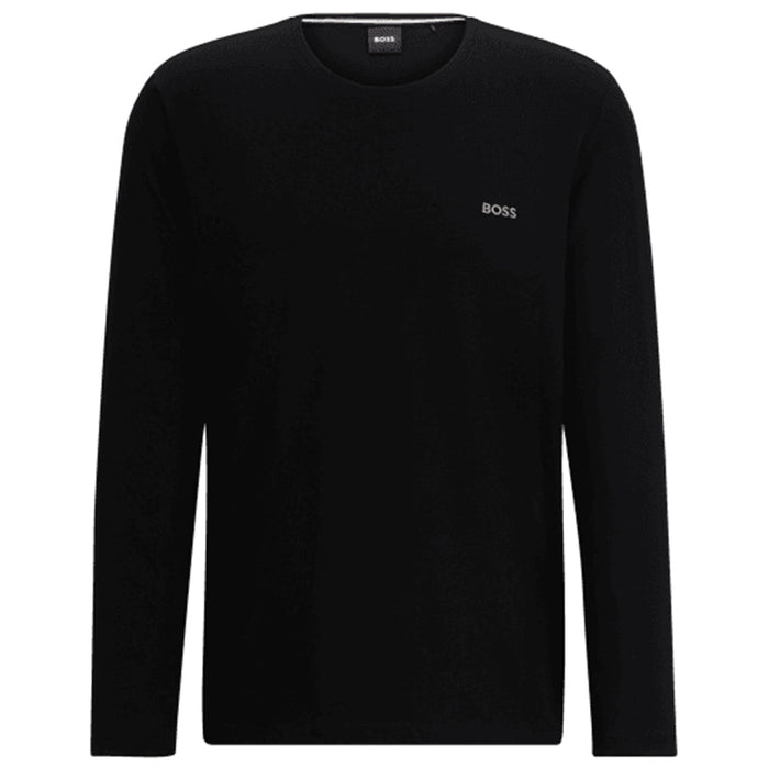 BOSS-Stretch Cotton Long-Sleeve T-Shirt, Black-UNDERU