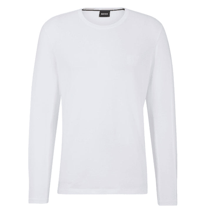 BOSS-Stretch Cotton Long-Sleeve T-Shirt, White-UNDERU