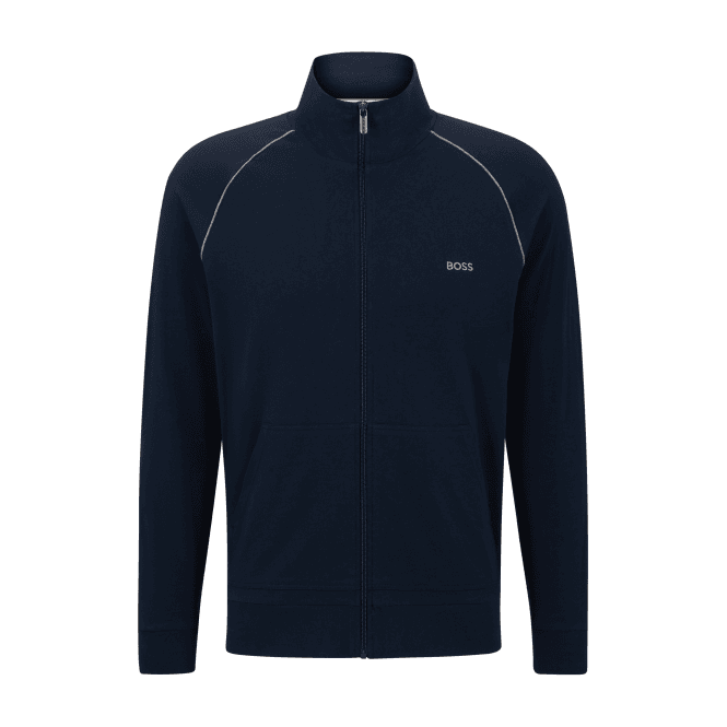 BOSS-Mix & Match Zip-Thru Loungewear Track Jacket, Navy-UNDERU