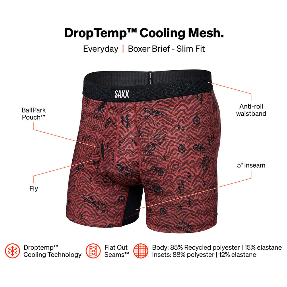 SAXX-Drop Temp Mesh Head For The Hills Boxer Brief, Red-UNDERU