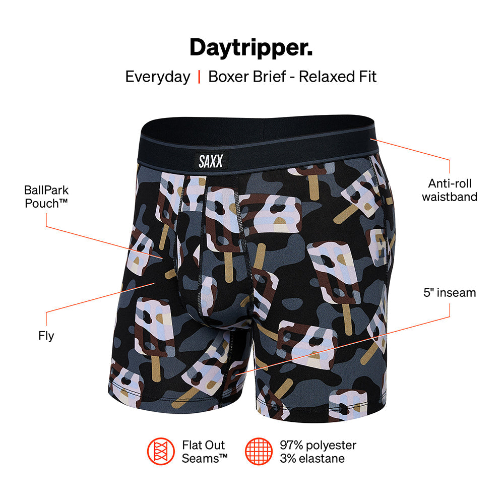 SAXX-Daytripper Camo Coolers Boxer Brief, Black-UNDERU