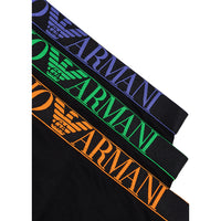 Emporio Armani-3-Pack Neon Eagle Logo Boxer Trunks, Black w/orange/green/purple-UNDERU