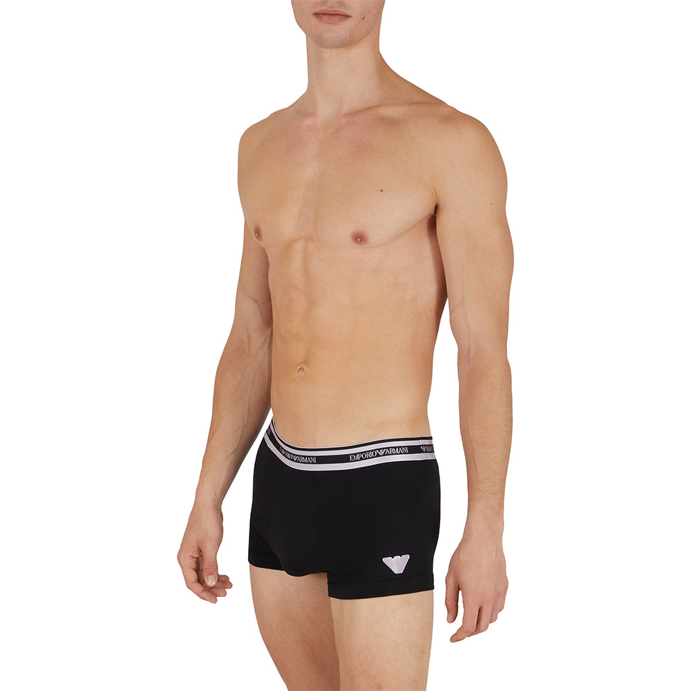 Emporio Armani-Shiny Logo Boxer Trunk, Black-UNDERU