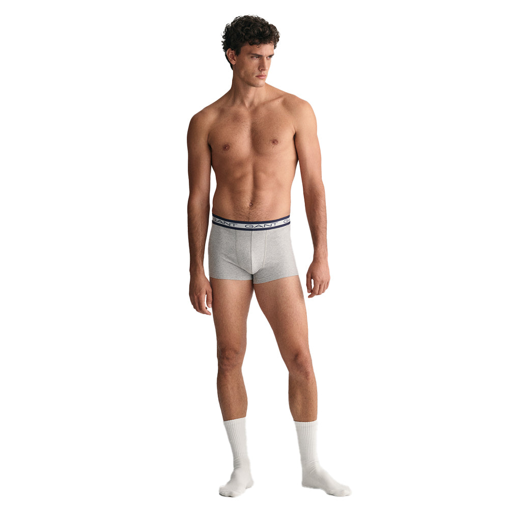 GANT-3-Pack Core Boxer Trunks, Light Grey Melange-UNDERU