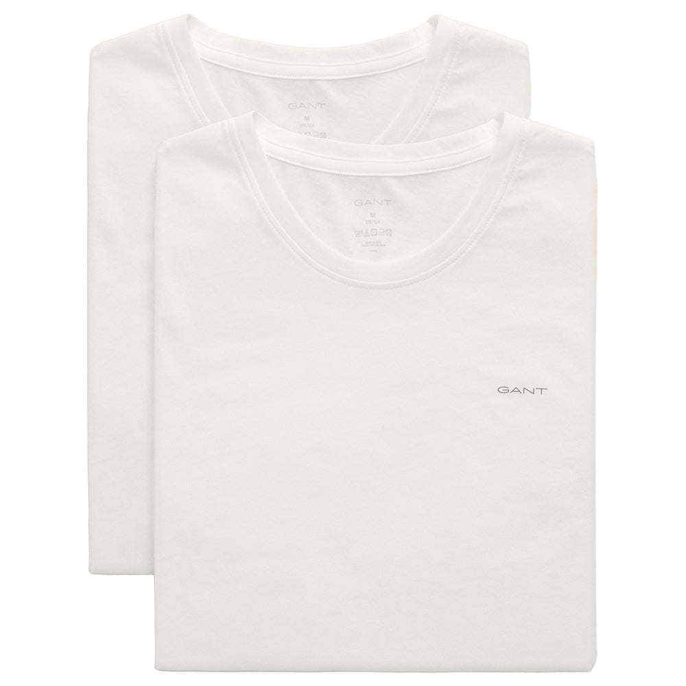 GANT-2-Pack Logo Crew-Neck T-Shirts, White-UNDERU