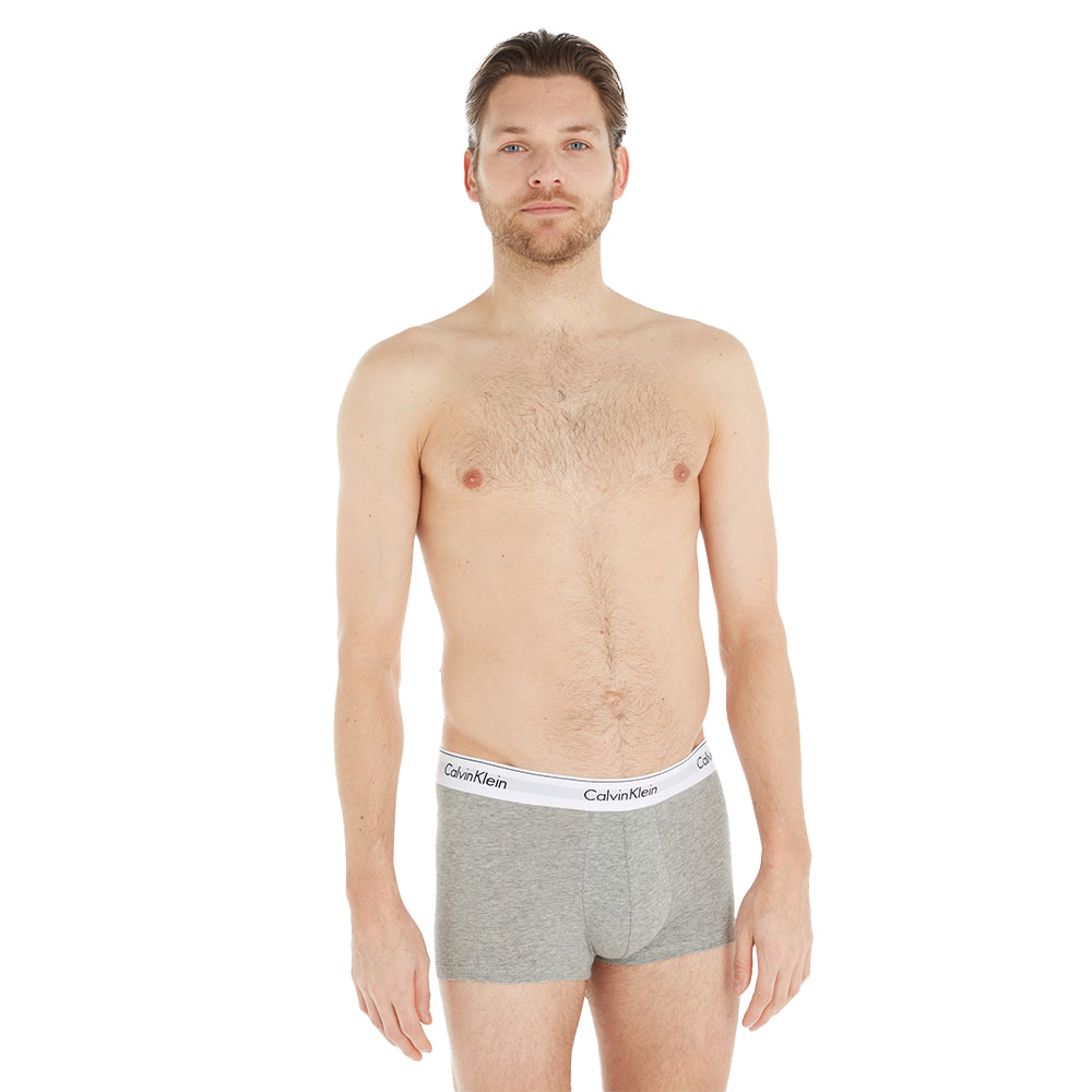 Calvin Klein-3-Pack Modern Cotton Boxer Trunks, Black/Grey/White-UNDERU