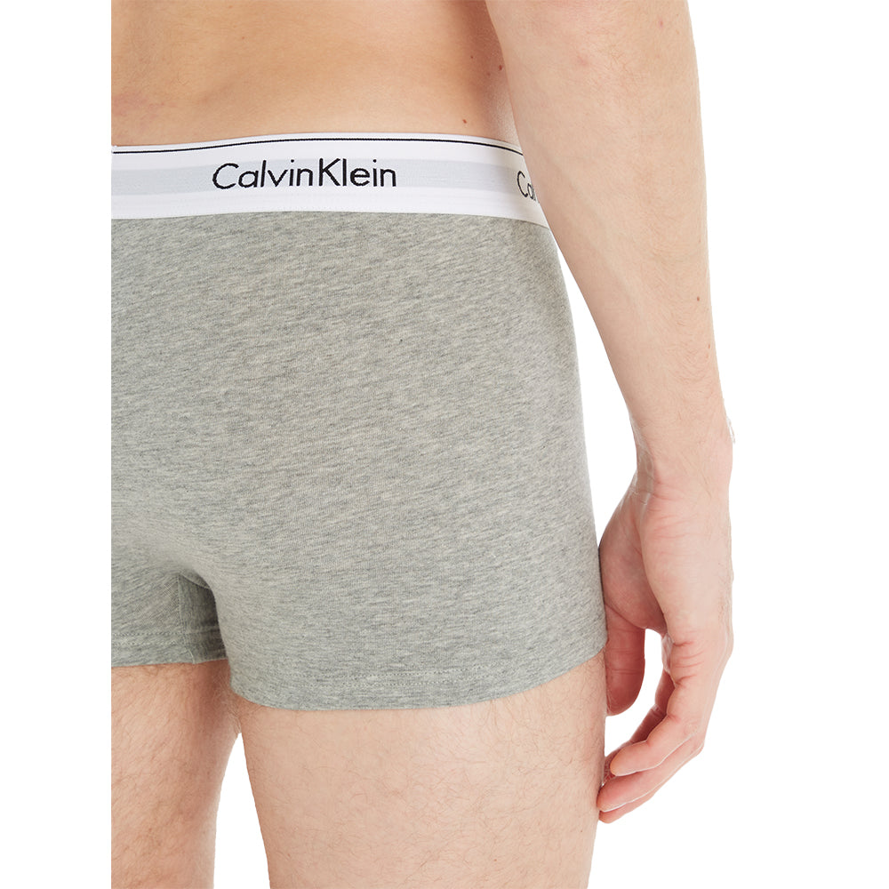 Calvin Klein-3-Pack Modern Cotton Boxer Trunks, Black/Grey/White-UNDERU