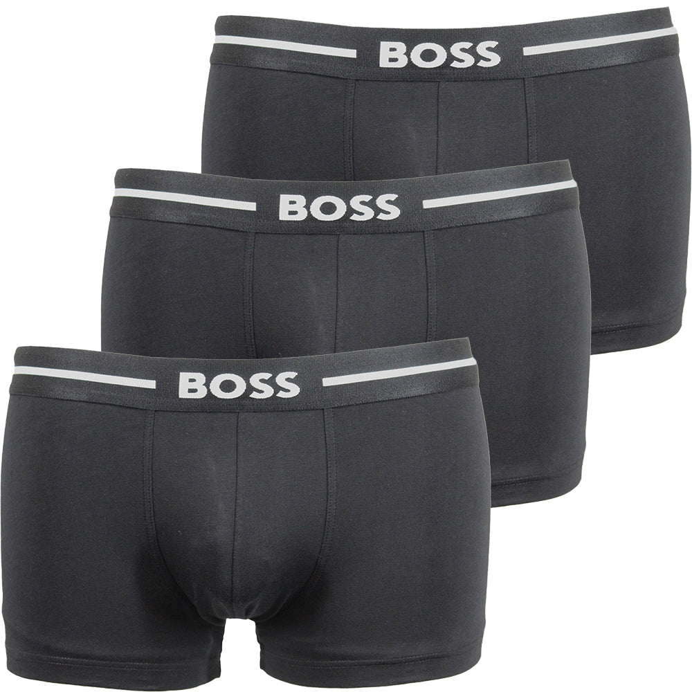 BOSS-3-Pack Bold Logo Boxer Trunks, Black-UNDERU