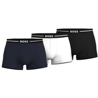 BOSS-3-Pack Bold Logo Boxer Trunks, Black/White/Navy-UNDERU