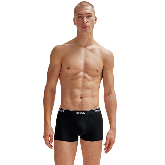 BOSS-3-Pack Power Logo Boxer Trunks, Black-UNDERU