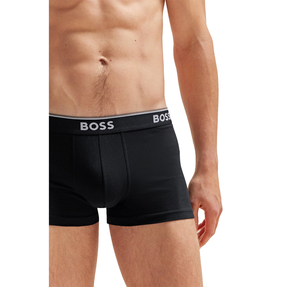 BOSS-3-Pack Power Logo Boxer Trunks, Black-UNDERU