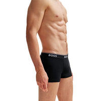 BOSS-3-Pack Power Logo Boxer Trunks, Black-UNDERU