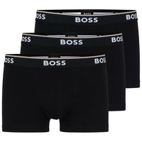 BOSS-3-Pack Power Logo Boxer Trunks, Black-UNDERU