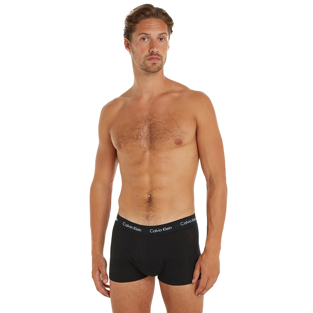 Calvin Klein-5-Pack Low-Rise Cotton Stretch Boxer Trunks, Black-UNDERU