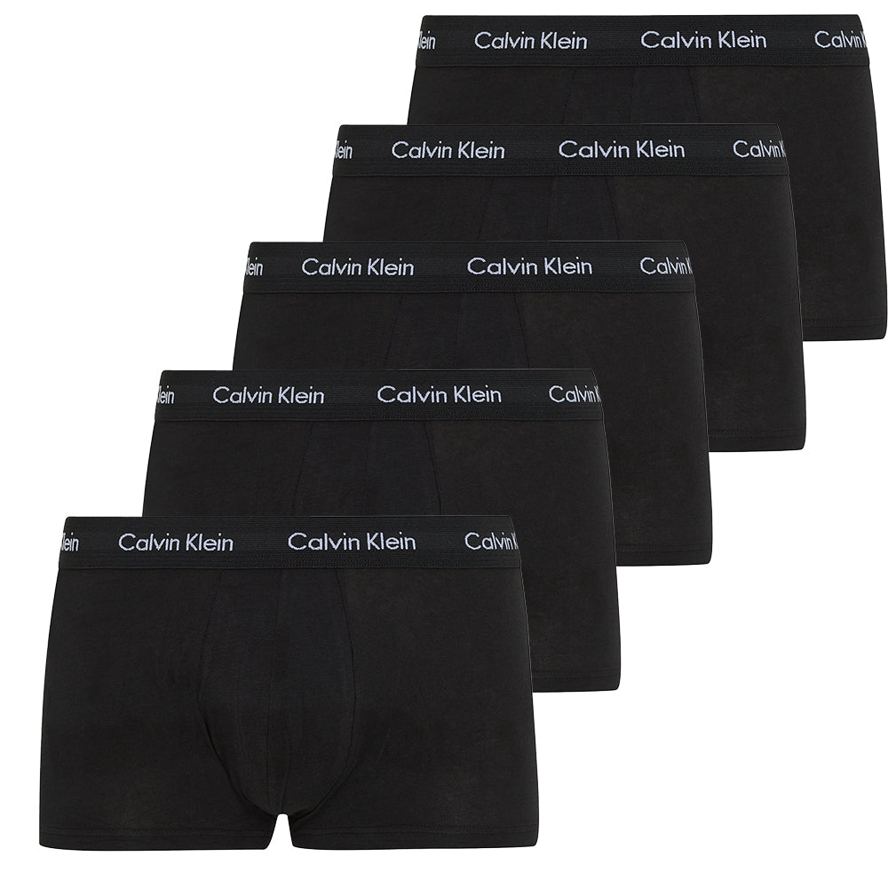 Calvin Klein-5-Pack Low-Rise Cotton Stretch Boxer Trunks, Black-UNDERU