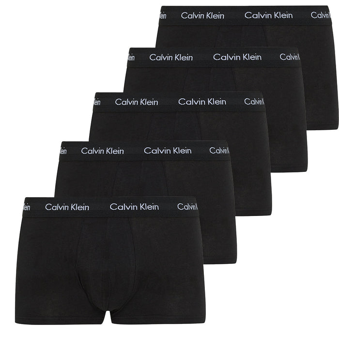 Calvin Klein-5-Pack Low-Rise Cotton Stretch Boxer Trunks, Black-UNDERU