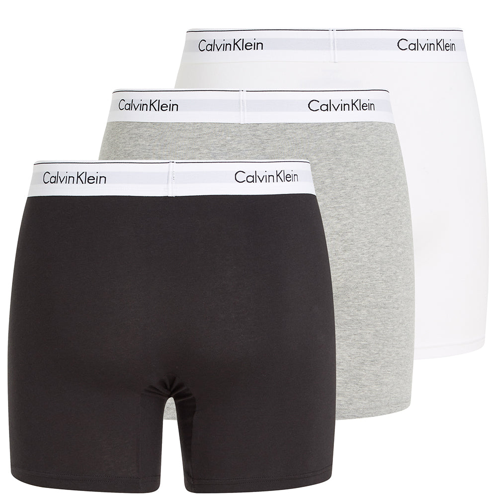 Calvin Klein-3-Pack Modern Cotton Boxer Briefs, Black/Grey/White-UNDERU