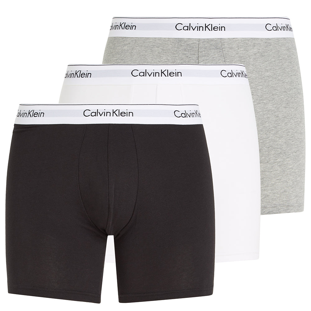 Calvin Klein-3-Pack Modern Cotton Boxer Briefs, Black/Grey/White-UNDERU