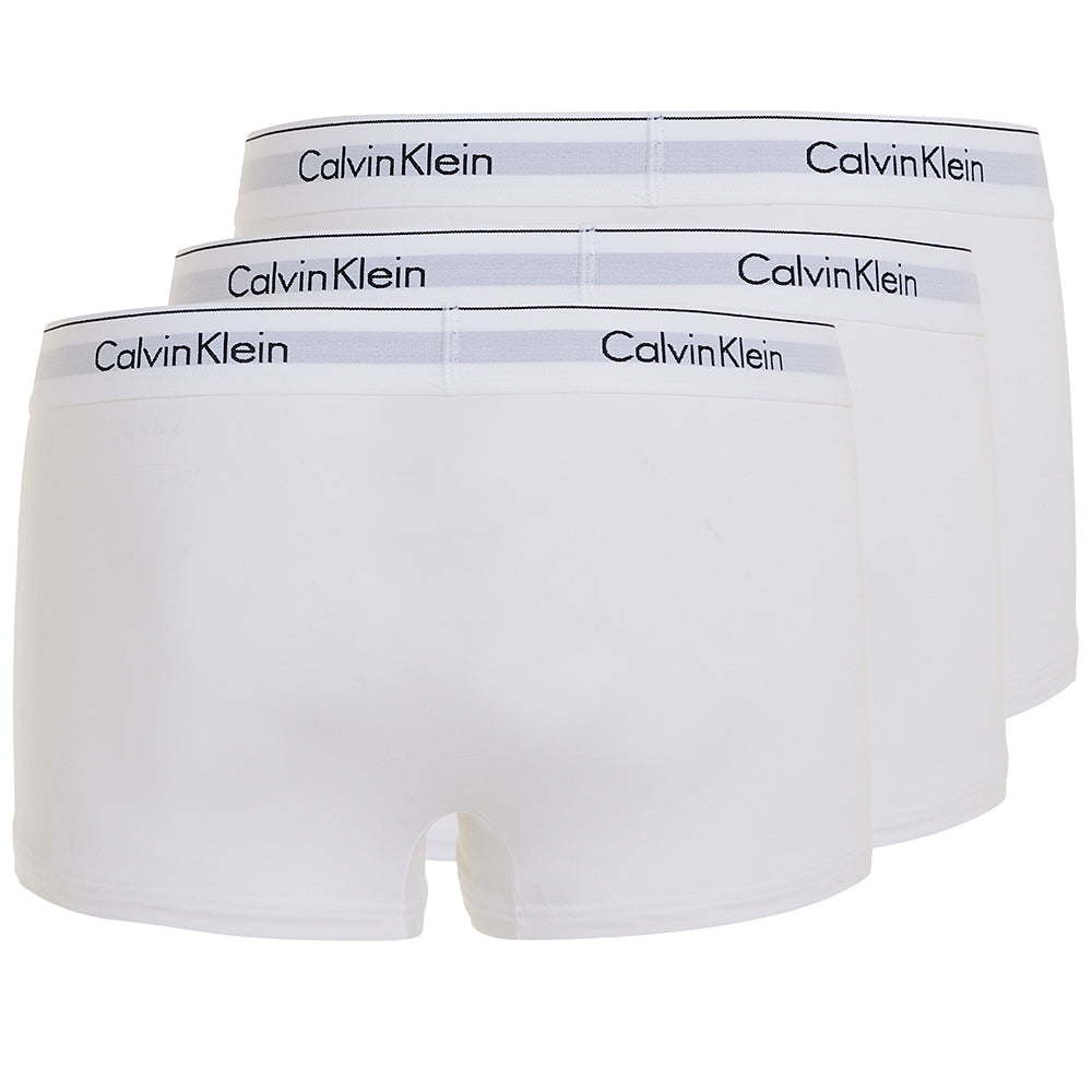 Calvin Klein-3-Pack Modern Cotton Boxer Trunks, White-UNDERU