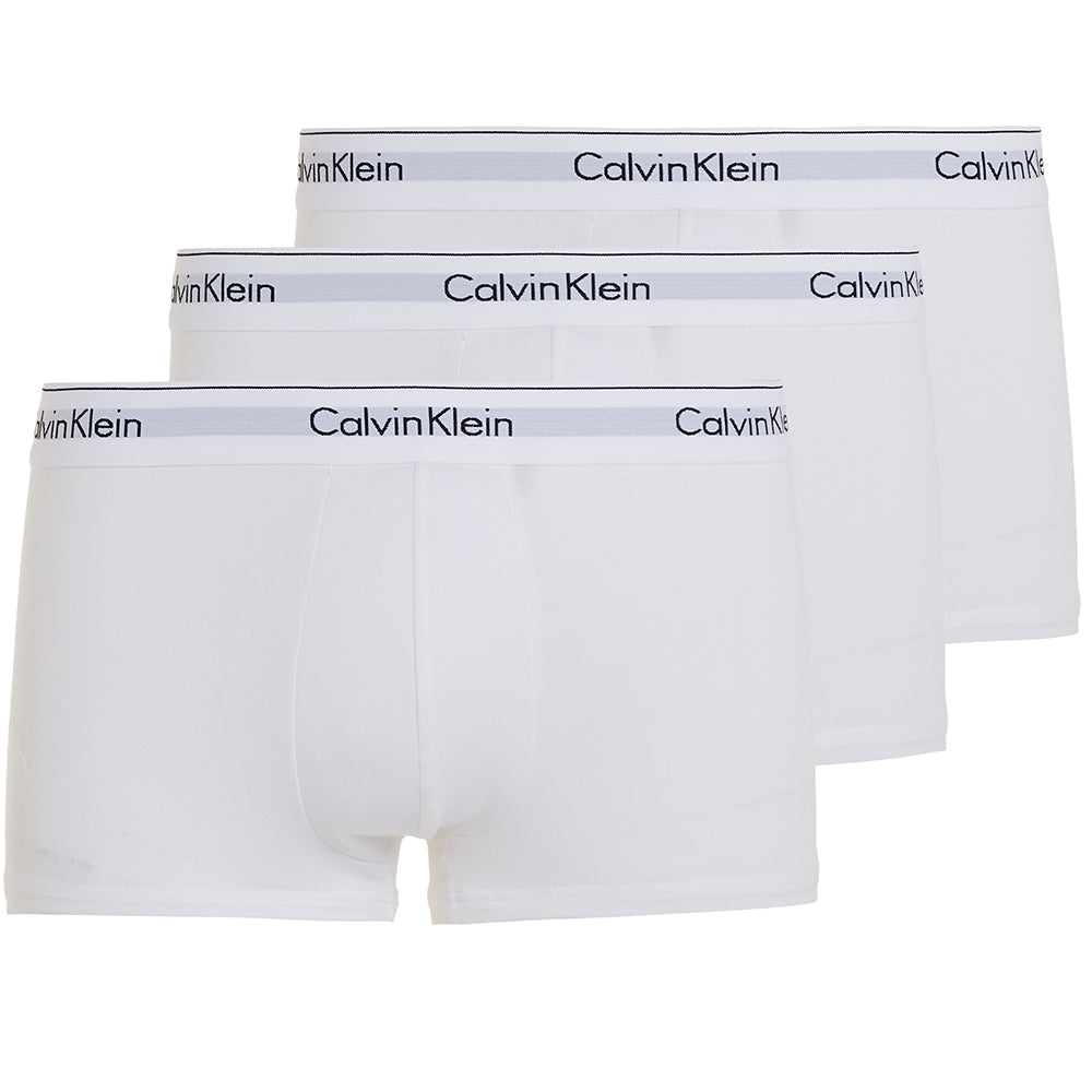 Calvin Klein-3-Pack Modern Cotton Boxer Trunks, White-UNDERU