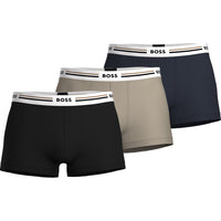 BOSS-3-Pack Revive Logo Boxer Trunks, Navy/Khaki/Black-UNDERU