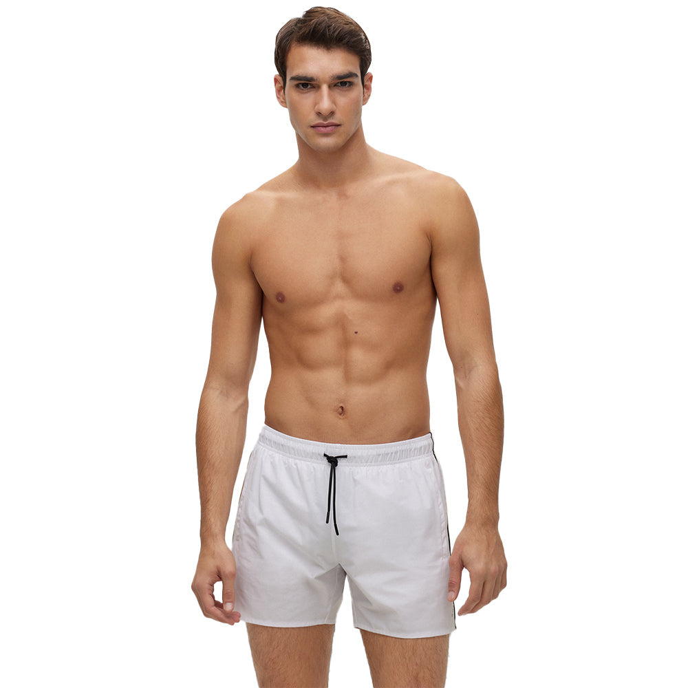 BOSS-Iconic Swim Shorts, White-UNDERU