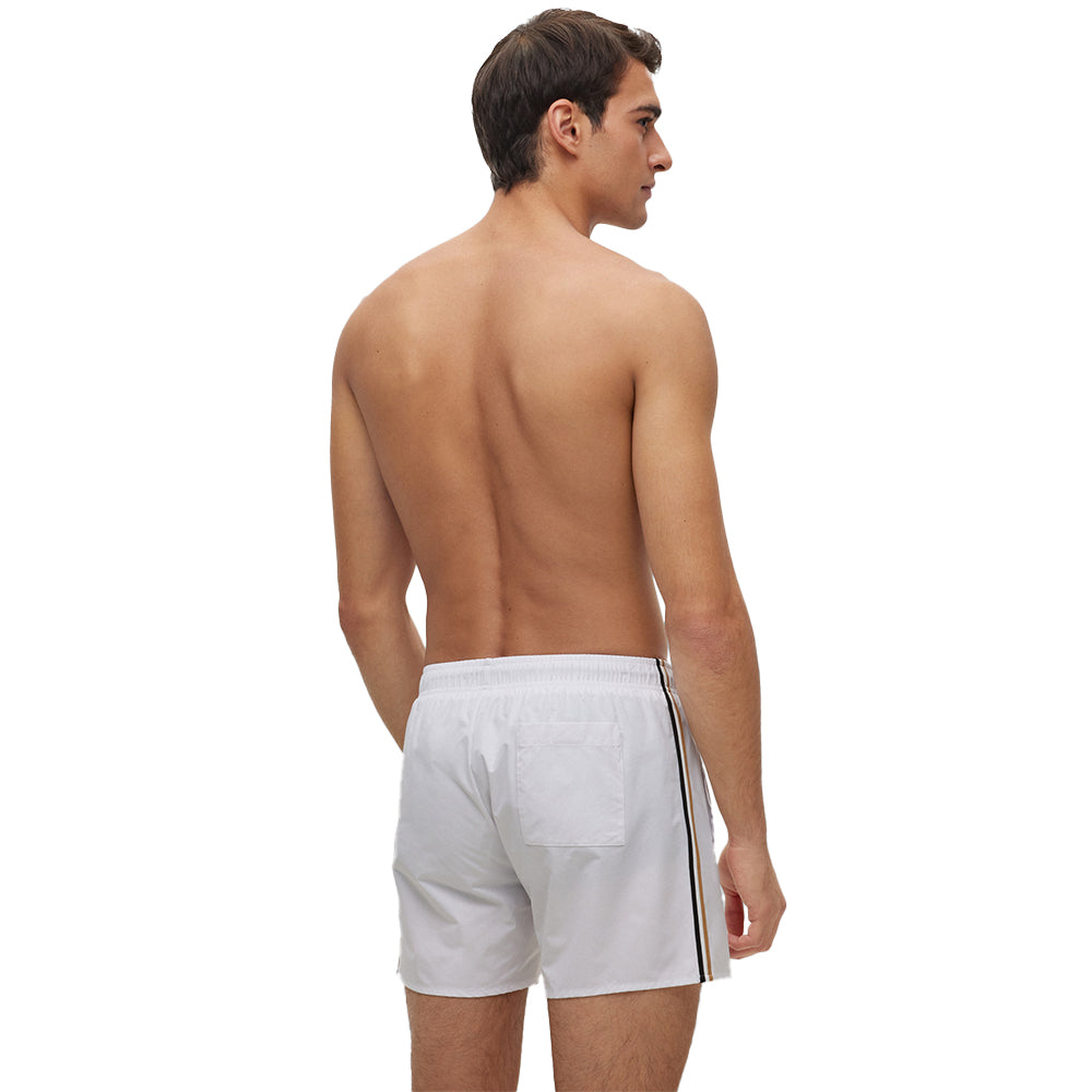 BOSS-Iconic Swim Shorts, White-UNDERU