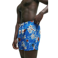 BOSS-Piranha Floral Swim Shorts, Medium Blue-UNDERU