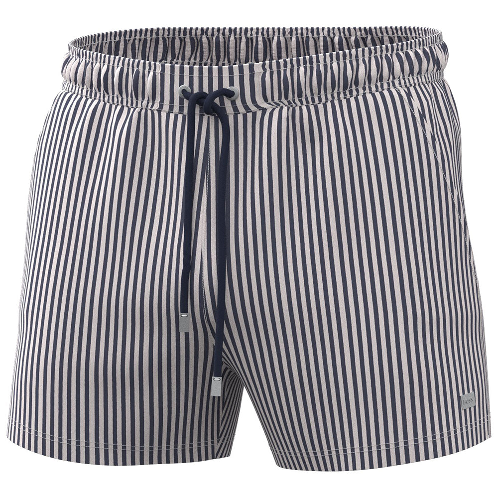 BOSS-Velvetfish Seersucker Swim Shorts, Navy-UNDERU