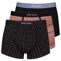 Paul Smith-3-Pack Stripes & Letters Boxer Trunks, Black/Multi-UNDERU