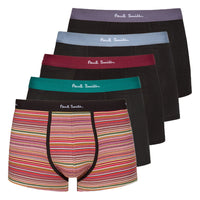 Paul Smith-5-Pack Signature Stripe Mix Boxer Trunks, Black/Multi-UNDERU