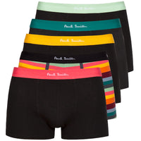 Paul Smith-5-Pack Artist Stripe Mix Boxer Trunks, Black/Multi-UNDERU