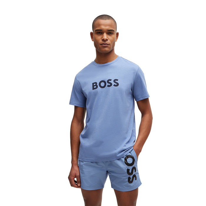 BOSS-Large Logo T-Shirt, Open Blue-UNDERU