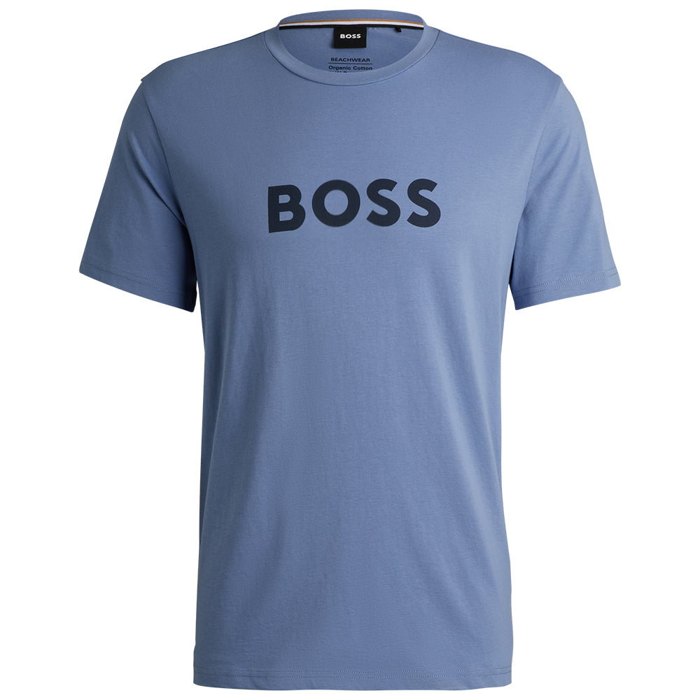 BOSS-Large Logo T-Shirt, Open Blue-UNDERU