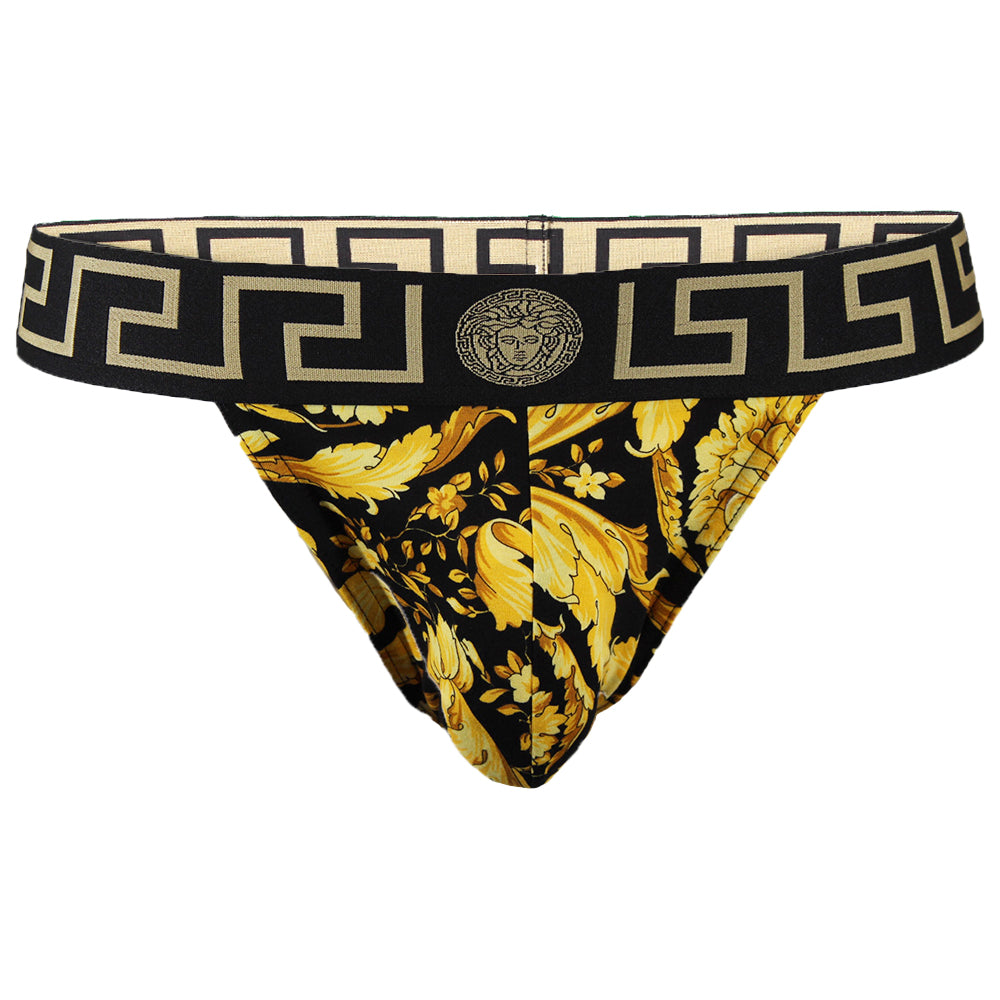 Barocco Greca Jockstrap, Black/Gold