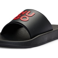 HUGO-Stacked Logo Sliders, Black-UNDERU