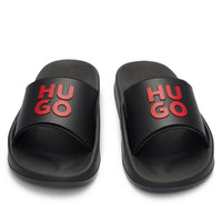 HUGO-Stacked Logo Sliders, Black-UNDERU